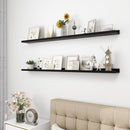 Picture Ledge Shelf, Wood Long Floating Shelves for Wall, Set of 2, 56 inch Picture Ledge Shelves, Photo Ledge Nursery Book Shelves Wall Mounted for Living Room Kids' Room Bedroom, Color Black by TinyTreasures Baby Boutique