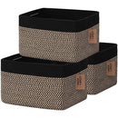 COMFY-HOMI 3PACK Cotton Rope Square Basket with Handles for Shelves|Dog Toy Bin and Storage|Baby Gift|Shoe Organizer|New 13.5" x 11" x 9.5" for Living Room (Black/Jute) by TinyTreasures Baby Boutique