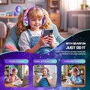 QearFun Kids Headphones Wired with Mic, 85/94dB Safe Volume Limit, Foldable Over Ear, Tangle-Free Cord & Sharing Port, Wired On-Ear Headset for School, Chromebook, Tablet, Travel - Boys & Girls by TinyTreasures Baby Boutique