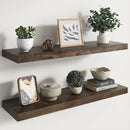 RICHFOCUS Elm Floating Shelves for Wall - 36" W x 9.3" D Rustic Solid Wood Shelves with Invisible Bracket, Wall-Mounted for Living Room, Bedroom, Kitchen Storage & Display, Set of 2, Walnut by CozyNest Decor