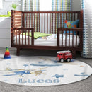 Personalized Baby Crib Bedding Set for Baby Boys Girls, Toy Airplane Pattern Custom Name Baby Crib Sets 5-Pcs, Toddler Double Layer Blanket Fitted Sheets Changing Pad Cover Rug Wall Art Set by TinyTreasures Baby Boutique