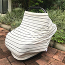Car Seat Cover Baby – Multi-use Nursing Cover-Up for Breastfeeding, Carseat Canopy Cover, Stretchy Infant Stroller Covers for Boys and Girls (White with Black Stripes) by TinyTreasures Baby Boutique
