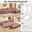 107" Oversized Convertible Sleeper Sofa Bed, Corduroy L Shape Sectional Couch, Folding Sofa Bed with Side Pocket, Modern Cloud Floor Mattress Couch, Modular Sofa for Living Room, Pink by CozyNest Decor