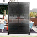 Metal Privacy Screen with Stand 72" H×47" W Outdoor Freestanding Privacy Screen & Panels, Outdoor Privacy Screen for Deck Patio Balcony(Black-Louvered) by GreenHaven Gardens