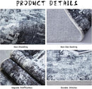 9x12 Rug Washable Boho Rug Soft Large Area Rug Non-Slip Non-Shedding Faux Wool Vintage Rug for Living Room, Farmhouse, Dining Room, Indoor, Kids Playroom, Grey and Black by TinyTreasures Baby Boutique