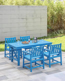 HDPE Patio Dining Set, 5-Piece Outdoor Table and Chairs with Umbrella Hole, Modern Outdoor Dining Set for 4, HDPE Outdoor Patio Furniture Dining Sets for Deck, Poolside, Porch, Sky Blue by CozyNest Decor