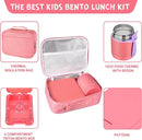 Bento Lunch Box Set With 10oz Soup Thermo, Leak-proof Lunch Containers with 4 Compartment, Kids Hot Thermo Food Jar/Insulation Lunch Bag, Food Containers for School（Solid） by TinyTreasures Baby Boutique