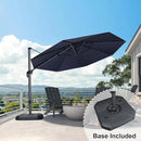PURPLE LEAF 11 Feet Patio Round Cantilever Umbrella with Base Outdoor Aluminum Offset Umbrella with 360-degree Rotation for Pool Patio Garden Deck Navy Blue by GreenHaven Gardens