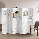 6 Panel Pegboard Room Divider, 5.6Ft Pegboard Display Folding Privacy Screens, Wood Room Divider Peg Board Display Freestanding for Trade Show Craft Show Home Wall Organizer, Retro White by CozyNest Decor