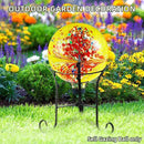 VOREEN 10-Inch Glass Gazing Ball, Outdoor Gazing Globe, Reflective Ball Yard Decoration for Homes, Patio, Lawn and Gardens, Gift for Mom Wife Friend, Phoenix Tail Design, Yellow by CozyNest Decor