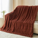 NEWCOSPLAY Faux Fur Twin Blanket Burnt Orange Bubble Blanket Thick Warm Soft for Couch Sofa Bed 550GSM (Burnt Orange, Twin(60"x80")) by CozyNest Decor