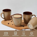 Coffee Mug 16 oz, Ceramic Coffee Mugs Set of 4, Reactive Glaze Mug for Latte/Tea/Cappuccino, Large Stackable Mug Set for Men, Women, Dad, Mom, Dishwasher & Microwave Safe, Brown Yellow by CozyNest Decor