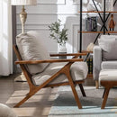 chairus Mid Century Accent Armchair Modern Upholstered Lounge Chair Compfy Leisure Arm Chair for Living Room Fireplace/Bedroom/Reception/Dorms, Denim Fabric Beige by CozyNest Decor