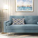 Alysheer Embroidered Lumbar Decorative Throw Pillow Cover 12"x 20", Classic Boho Geometric Embroidery Pattern Cotton Rectangular Cushion Case for Sofa Couch Living Room Bedroom(Blue Brown) by CozyNest Decor