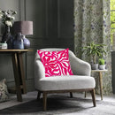 Alysheer Farmhouse Floral Leaves Embroidered Decorative Throw Pillow Cover 18x18 inches, Boho Tufted Flowers Embroidery Pattern Chic Cotton Cushion Case for Couch Bed Sofa Living Room(Bright Hot Pink) by CozyNest Decor
