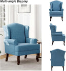 Accent Chair, High Back Upholstered Armchair with High Resilience Sponge & Wood Legs, Mid-Century Modern Comfy Single Sofa Reading Chairs for Living Room, Bedroom (Blue, Set of 2) by CozyNest Decor