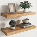 RICHFOCUS Elm Floating Shelves for Wall - 24" W x 9.3" D Rustic Solid Wood Shelves with Invisible Bracket, Wall-Mounted for Living Room, Bedroom, Kitchen Storage & Display, Set of 2, Natural by CozyNest Decor