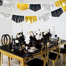 Black Silver Gold Tassel Banner Double Sided Metallic Fabric Pennant Bunting Flag Garland for Graduation Birthday Anniversary Bachelorette Engagement Wedding Bridal Shower Party Decorations Supplies by GreenHaven Gardens