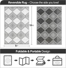 Waterproof Outdoor Rug 8x10ft, Foldable Reversible Plastic Straw Mat for Patio RV Deck Porch Backyard Balcony Camping Picnic Beach Indoor Outdoor Carpet, Black&White by CozyNest Decor