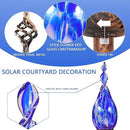 Solar Garden Lights, Decorative LED Flame Garden Stakes, Hand Blown Glass and Outdoor Waterproof Glass Stakes (Dark Blue) by GreenHaven Gardens