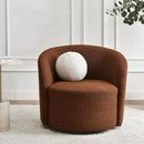 KINWELL Sherpa Swivel Barrel Chair & Round Ball Pillow Set - 34" Wide Modern Boucle Accent Chair with 9” Matching Nordic Decorative Throw Pillow for Living Room and Bedroom(Brown) by CozyNest Decor