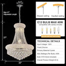 12 - Light Unique Empire Crystal Chandelier for Foyer Entrance Living Room Dining Room Bedroom Entryway Chrome Finish by CozyNest Decor