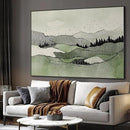 SIGNWIN 46"x60" Extra Large Framed Wall Art Green Line Art Mountain Landscape Illustration for Home Living Room Bedroom Decor (Frame Assembly Required) by CozyNest Decor