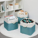Bidtakay Fabric Baskets for Closets Shelves Lined Set of 3 Large Square Collapsible Storage Bins for Organizing 13 X 13 Cube Storage Bins for Pantry Organization Storage(Teal Blue) by TinyTreasures Baby Boutique