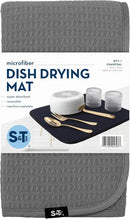 S&T INC. Dish Drying Mat, 16” x 18”, Absorbent Microfiber Kitchen Counter Mat, Dish Drying Pad for Dishes, Utensils, Pots and Pans, Large, Charcoal by CozyNest Decor