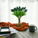 Mandy's Artificial Tulips 20 Stems Dark Green PU Faux Flowers for Wedding Home Decor 13.5 Inch by CozyNest Decor