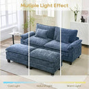 URRED Modular Sectional Sofa Comfy Cloud Couch, Modern Chenille Sofa Sleeper Deep Seat Couches with Ottoman/Pillows for Living Room (Blue, 82.6''- 2 Ottomans) by CozyNest Decor