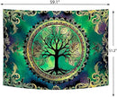Delur Tree of Life Tapestry Green Nature Bohemian Mandala Spiritual Tapestry Wall Hanging Mystical Landscape Hippie Psychedelic Headboard for Bedroom Living Room Home Decor (51.2" x 59.1") by CozyNest Decor