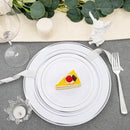 FLOWERCAT 60PCS Silver Plastic Plates - Heavy Duty White and Silver Plastic Plates Disposable - Include 30PCS 10.25inch Dinner Plates and 30PCS 7.5inch Dessert Plates for Wedding&New Year by CozyNest Decor