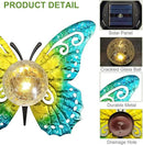 Solar Lights Outdoor Garden Butterfly Decor, Metal Butterfly Statue Decoration with LED Crackle Glass Globe, Solar Powered Lighted Garden Art Decor for Patio Lawn Yard Pathway Tabletop Ground by CozyNest Decor