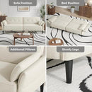 89” Futon Sofa Bed, Linen Comfy Futon Couch Bed with 2 Square Pillows, Convertible Sleeper Sofa with Adjustable Backrest& Armrests, Modern Loveseat Sleeper for Living Room, Bedroom, White by CozyNest Decor