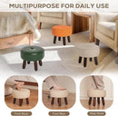 13in Small Foot Stool Ottoman, Round Faux Leather Foot Rest for Couch, Under Desk Pouf Footstool Footrest with Non-Skid Rubber Legs for Ling Room, Bedroom, 13''L x 13''W x 10.2''H, Beige by CozyNest Decor