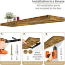 Sorbus Floating Shelves for Wall - 35 Inch Long Bathroom Shelves, Wall Decor for Bedroom, Kitchen, Living Room & Book Storage - Mounted Floating Shelf with Invisible Brackets (Rustic Brown, 3 Pack) by CozyNest Decor