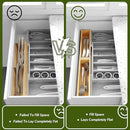BAMEOS Kitchen Drawer Organizer,Small Silverware Drawer Organizer,Bamboo Utensil Organizer for Bathroom, Dressing Room, Office, Pantry (Natural, 11"x 3") Set of 2 by CozyNest Decor