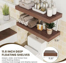 Deep Floating Shelves for Wall | 12 Inch Deep Floating Shelves 30 Inches Long Set of 2 | Rustic Walnut Floating Shelves for Living Room Bathroom Laundry Room Bedroom Kitchen Home Office by CozyNest Decor