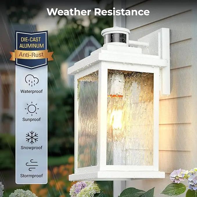 VIANIS Large Adjustable Sensitivity Motion Sensor Exterior Porch Lights, White Dusk to Dawn Outdoor Lighting, Anti-Rust Waterproof Front Porch Light for Garage, Front Door, photo 7 of 9