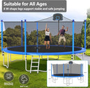 Upgraded 10/12/14/15/16FT Trampoline Outdoor, Large Kids Trampoline with Light, Stakes, Sprinkler, Backyard Trampoline with Basketball Hoop and Net, Capacity for 4-6 Kids and Adults by TinyTreasures Baby Boutique
