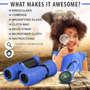 Binoculars for Kids for Toddler - for Little Boys and Girls – Extensive Set Incl. Magnifying Glass & Compass – Powerful Magnification 8X21 – 3 to 12 Year Old Kids by TinyTreasures Baby Boutique