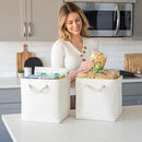 OrganiHaus 11x11 Cube Storage Bins 4 Pack, Foldable Cube Storage Organizer w/ Rope Handles, Collapsible Fabric Bins for Toys, Clothes & Closet Organization, Fabric Square Baskets - Off-White by CozyNest Decor