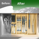 VaeFae Bamboo Kitchen Drawer Organizer, Wooden Utensil Tray with Multiple Compartments, Cutlery and Silverware Storage by CozyNest Decor