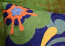 Blue Floral Pillow Cover | Navy Flower Throw Pillow | Outdoor Suzani Cushions | Hand Embroidered Chair Cushion | Wool Size - 18x18 by CozyNest Decor