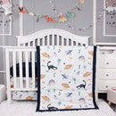 Belsden Dinosaur 3 Piece Crib Bedding Set for Baby Boys Girls, Classic Nursery Bedding Essential Including Comforter, Crib Sheet and Crib Skirt, Ultra Soft Cozy, Dino by TinyTreasures Baby Boutique