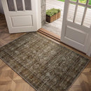 Washable 3x5 Entryway Rug Indoor, Boho Non-Slip Silicone Backing Small Rugs for Kitchen Nursery Office Bedroom, 0.3" Neutral Oriental Throw Carpet with 0.16" Cushioning Pad, Deep Brown/Multi by TinyTreasures Baby Boutique