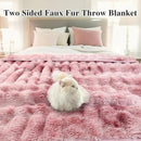 Bcareself Faux Fur Blanket Two Sided Ultra Soft Fluffy Reversible Fuzzy Throw Blanket for Women Men Double Sided Ombre Faux Luxe Faux Fur Thick Minky Blanket for Couch Bed by CozyNest Decor