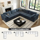 118" Cloud Couch Oversized Modular Sectional Sofa for Living Room,Modern Sofa with Deep Seat，V Shaped Boneless Couch,Comfy Upholstered Corduroy Couches for Apartment, Studio, Office,Bedroom，Blue by CozyNest Decor