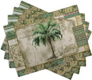 Tropical Palm Tree Placemats Set of 4 Summer Vintage Green Leaf Kitchen Table Mat 12x18 Inch Hawaii Beach Jungle Plant Tree Heat Resistant Washable Linen Place Mats for Dining Tables by CozyNest Decor